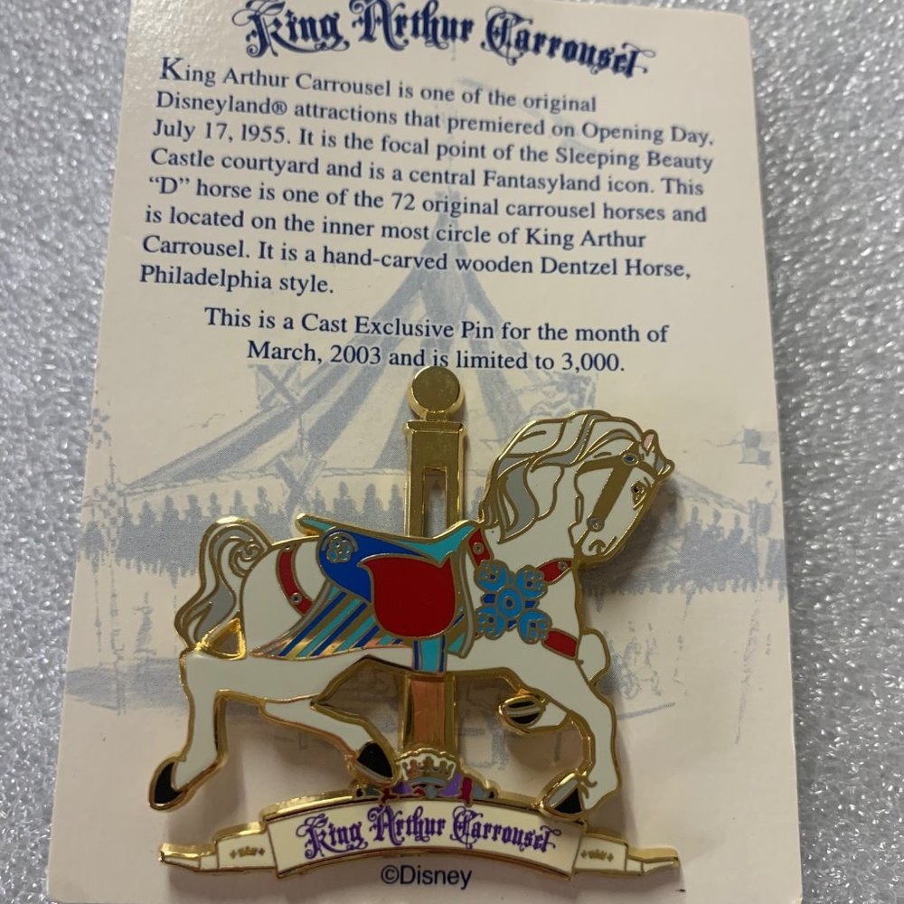 Disney Pin Attractions DLR Cast Carrousel Horse RARE 3D Slider LE 3000